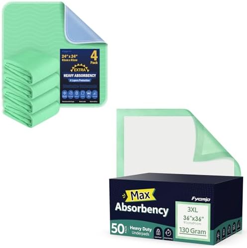 Washable 24 x 24 Four Pack With 50 Disposable Underpads